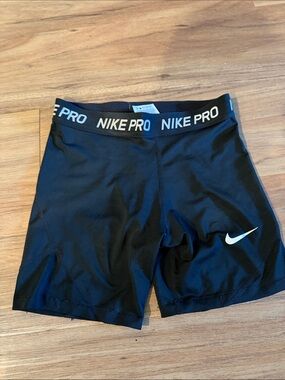 Nike Black Compression Shorts with White Swoosh and NIKE PRO Waistband